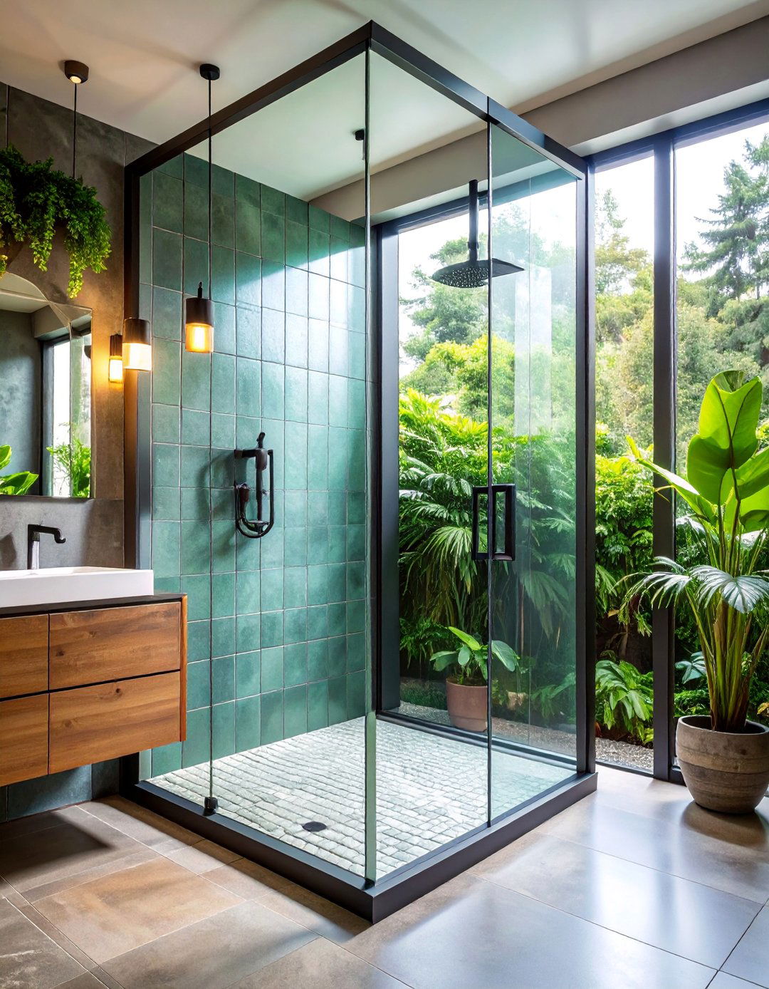 Industrial Glass Block Half Wall Shower - 25 Half-wall Shower Ideas