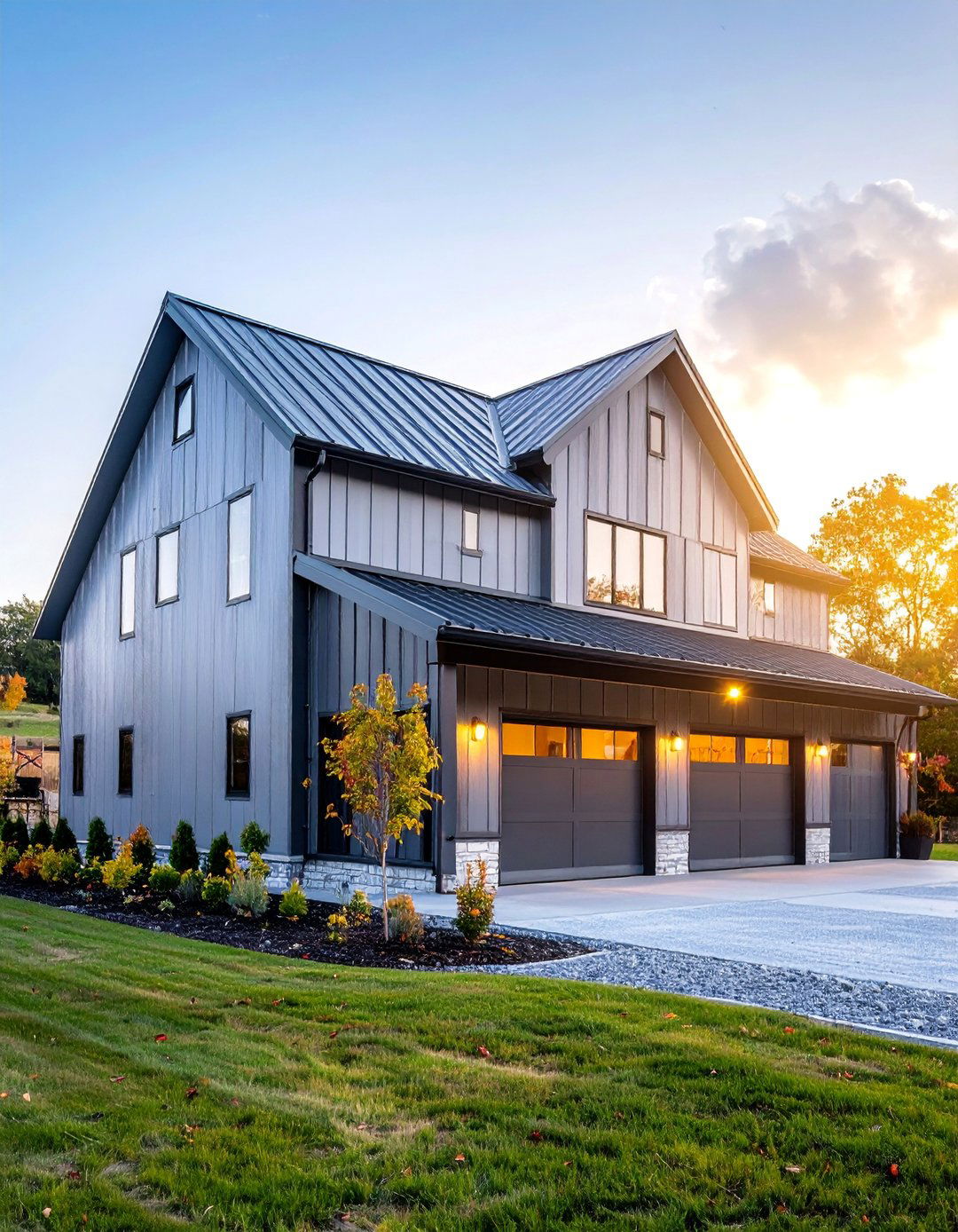 Industrial Gray with Exposed Metal Framework - 25 Barndominium Exterior Ideas