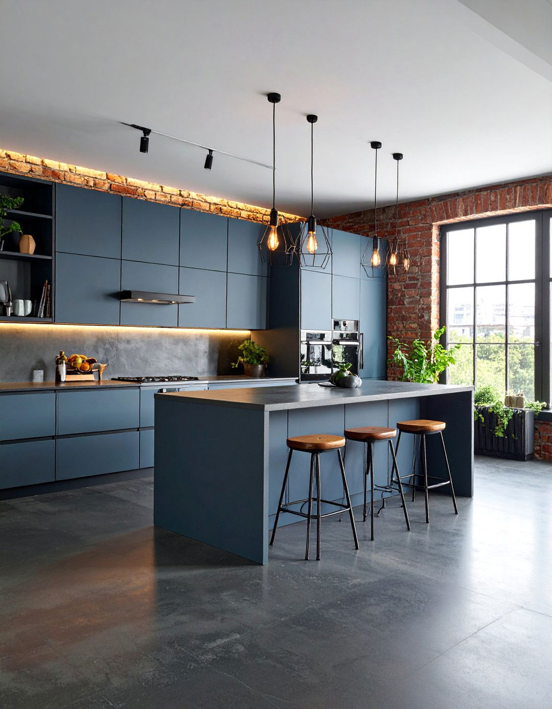 Industrial Grey Microcement Kitchen with Exposed Elements - 25 Microcement Kitchen Ideas