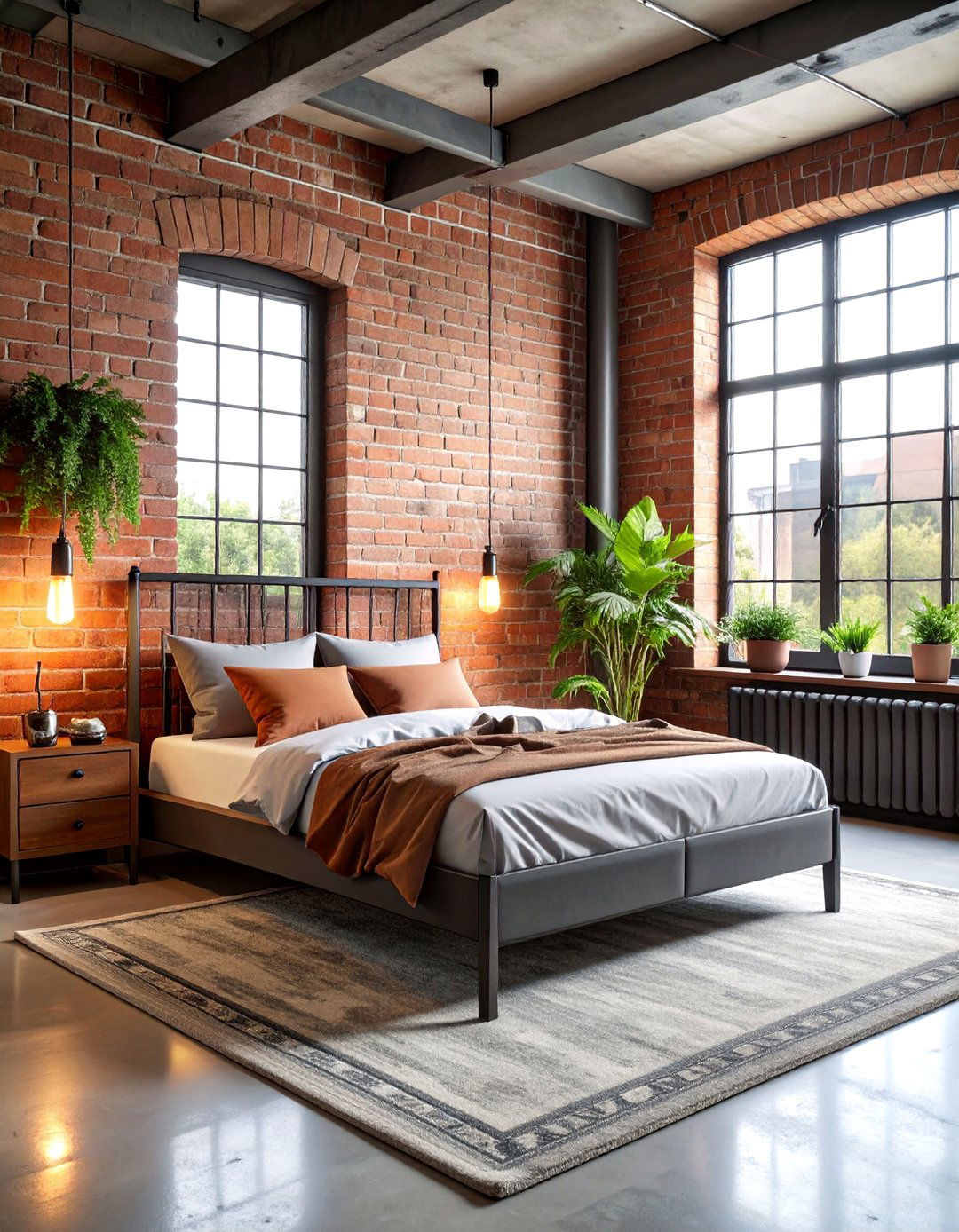 Industrial Grey and White Bedroom with Exposed Elements - 25 Grey and White Bedroom Ideas