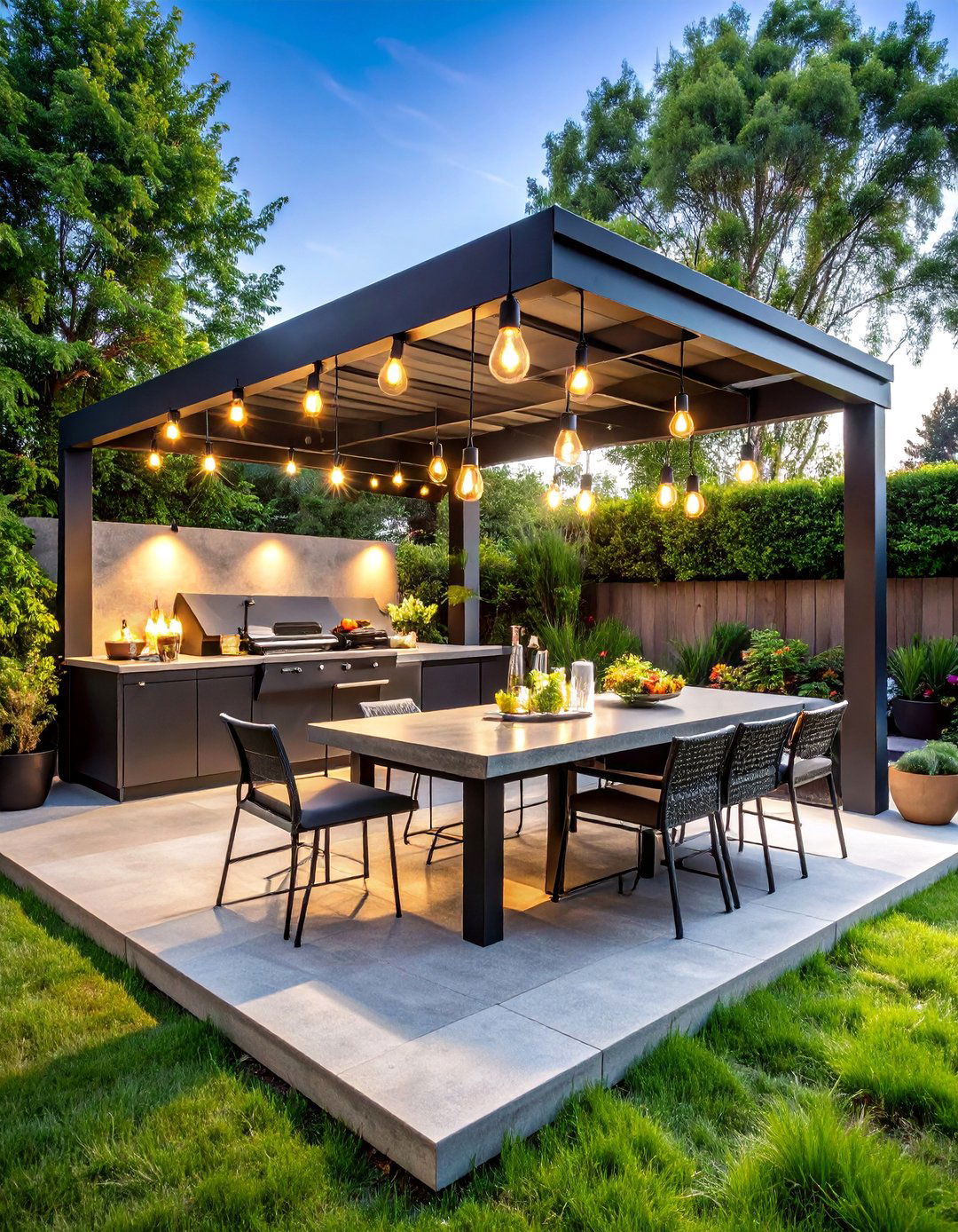 Industrial Grill Station with Exposed Steel Framework - 25 Grill Station Ideas