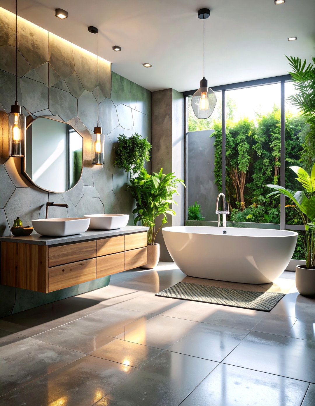 Industrial Hexagon Metal and Glass Combination - 25 Hexagon Tiles Ideas for Bathrooms