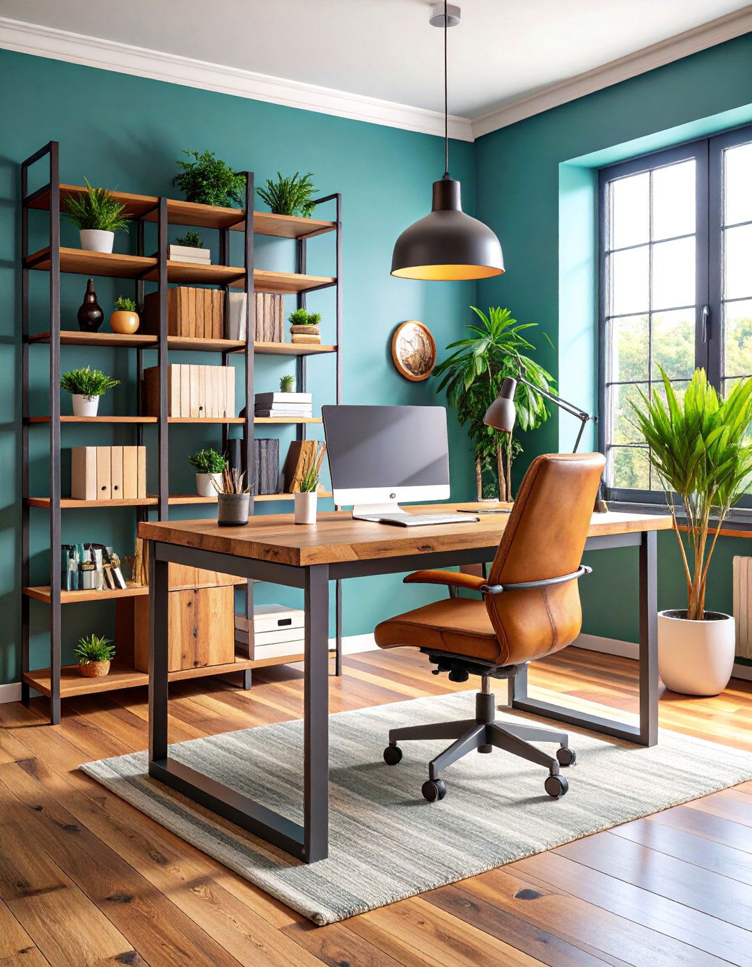 Industrial Home Office with Metal Shelving - 25 Metro Style Interior Design Ideas