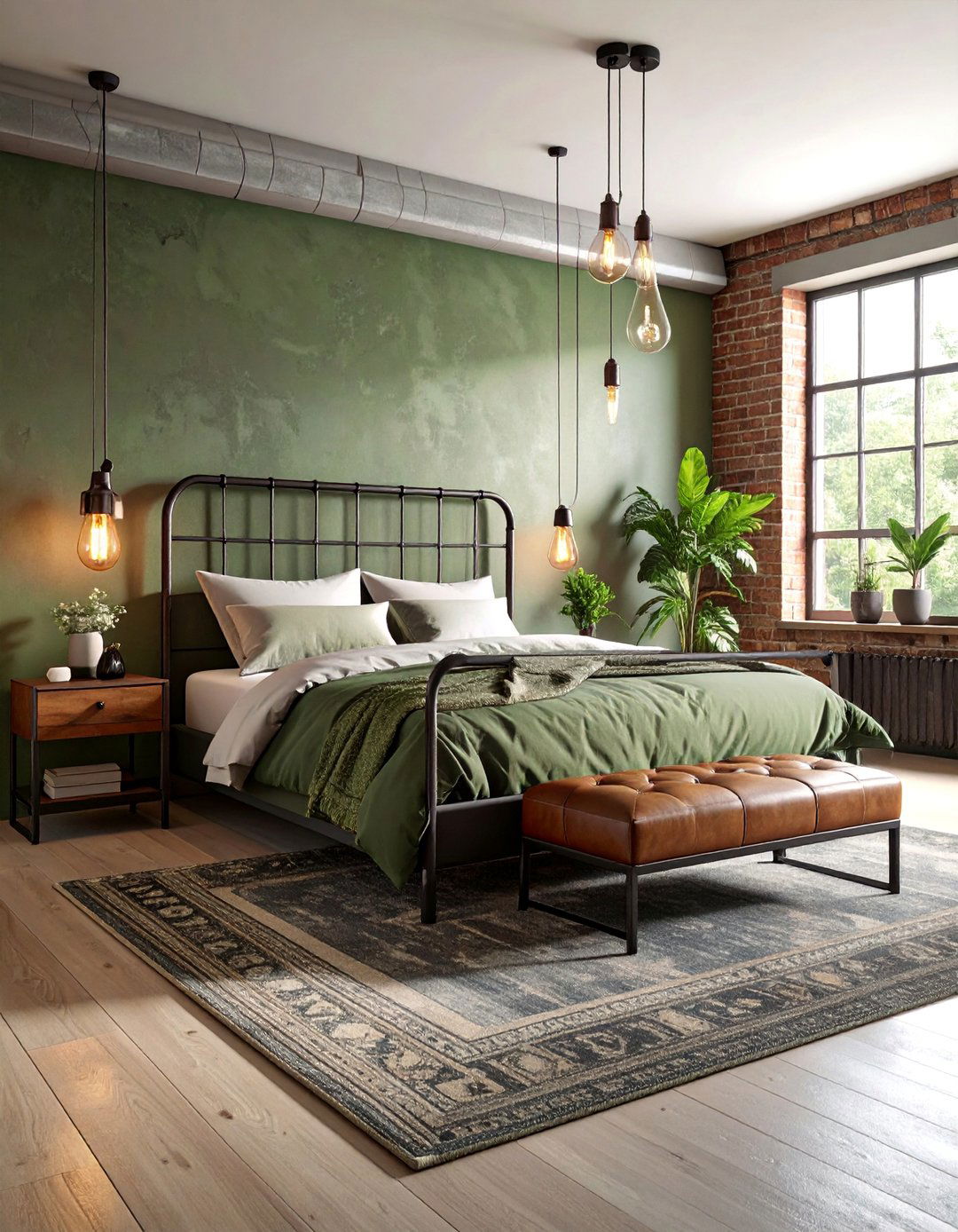 Industrial Khaki Bedroom with Metal Elements - 25 Khaki Bedroom Ideas