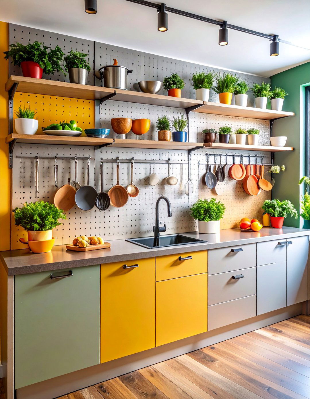 Industrial Kitchen Backsplash Pegboard - 25 Pegboard Ideas