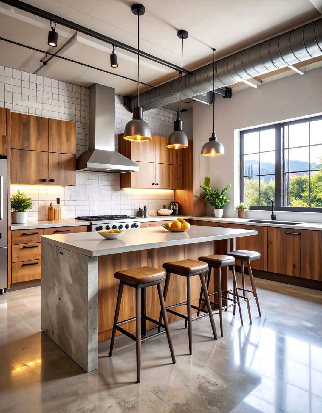 Industrial Kitchen with Cow Print Bar Stools - 25 Cow Print Room Decor Ideas