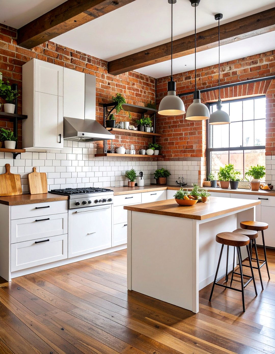 Industrial Kitchen with White Appliances and Metal Elements - 25 Kitchen With White Appliances Ideas