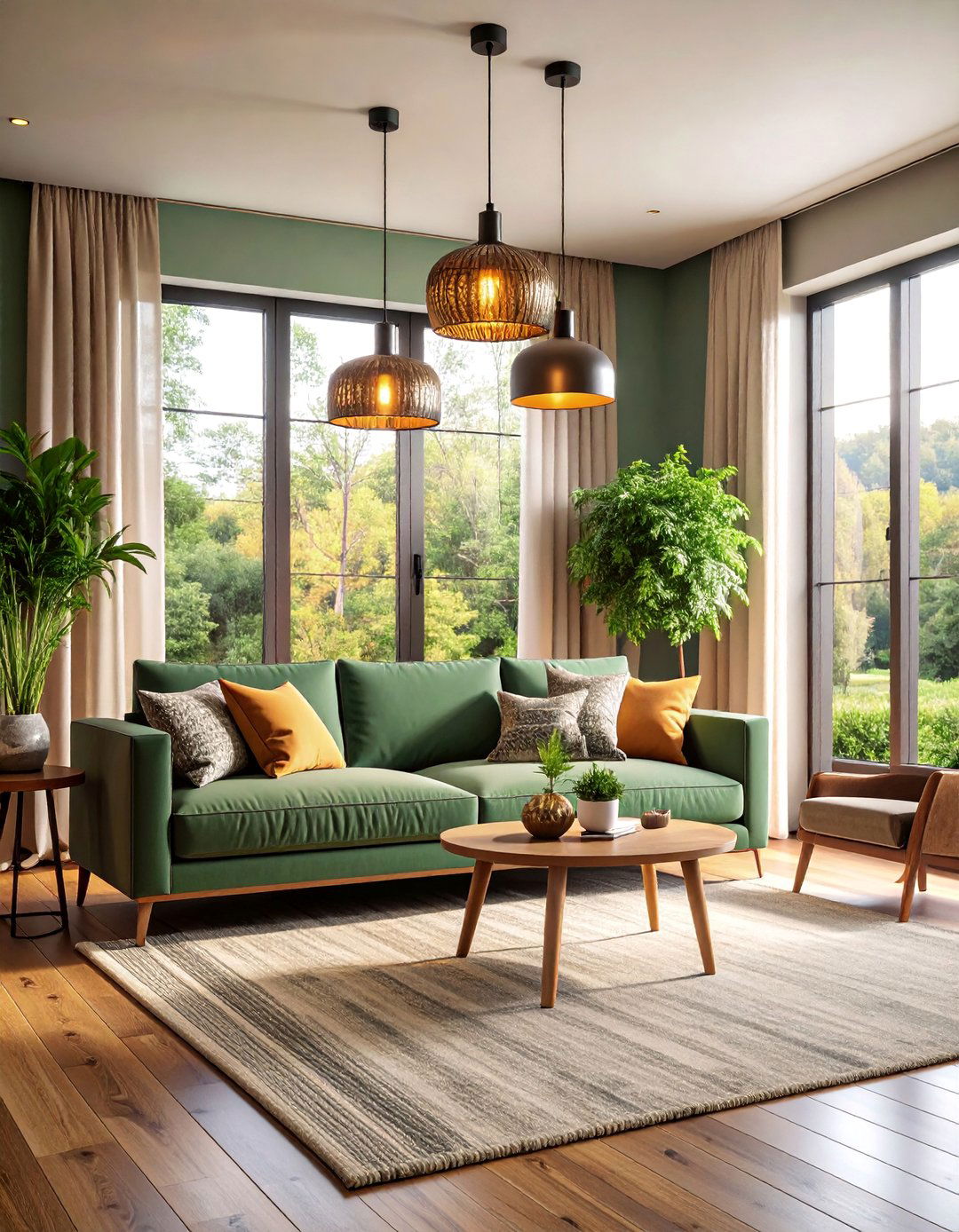 Industrial Lighting Farmhouse Living Room with Statement Fixtures - 25 Farmhouse Living Room Ideas