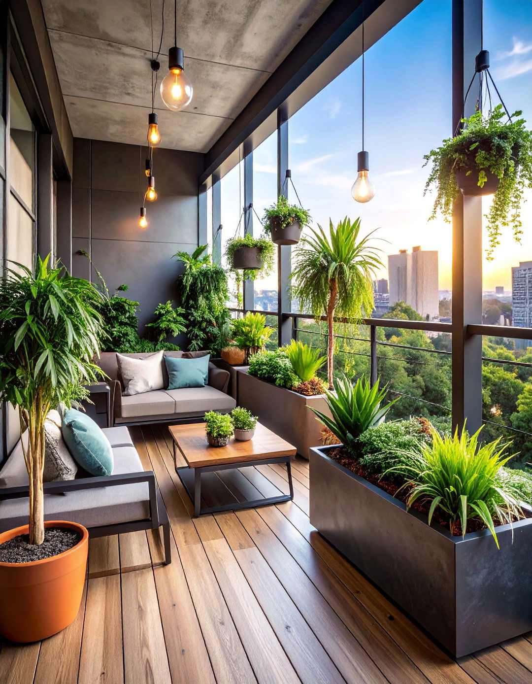 Industrial Loft Balcony with Metal and Concrete Elements - 25 Large Balcony Ideas