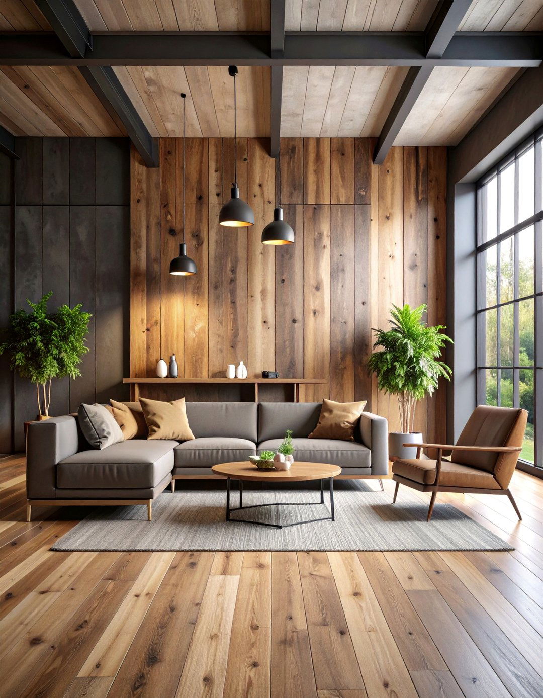 Industrial Loft Barnwood Wall with Metal Accents - 25 Barnwood Accent Wall Ideas