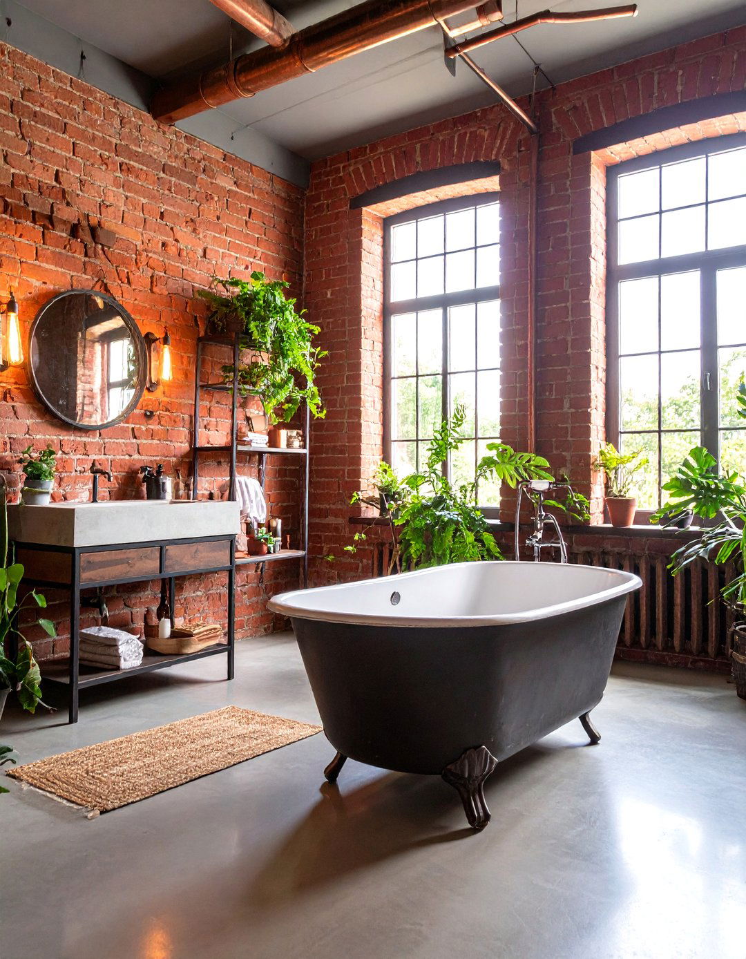 Industrial Loft Bathroom with Exposed Pipes - 25 Bathroom Remodel Ideas