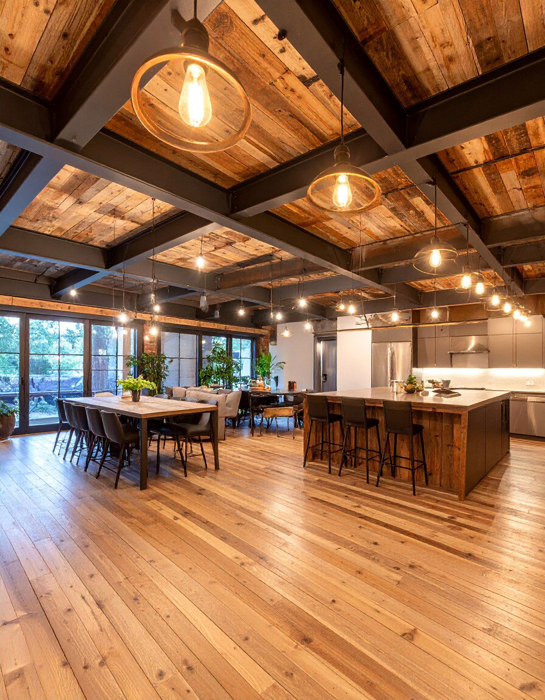 Industrial Loft Beadboard Ceiling with Metal Accents - 25 Beadboard Ceiling Design Ideas