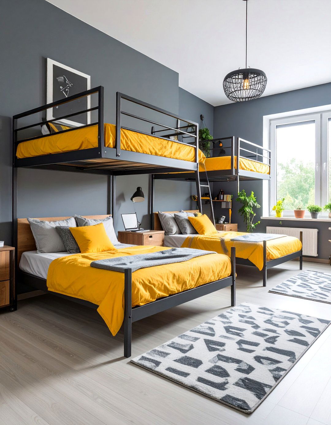 Industrial Loft Bed Design with Study Nooks - 25 Boy and Girl Shared Small Room Ideas