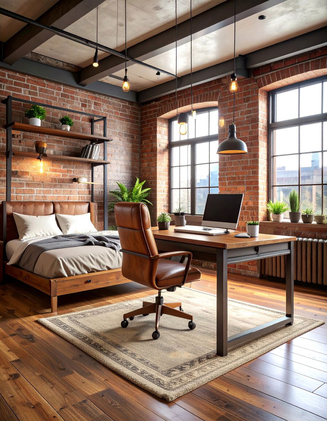 Industrial Loft Bedroom Office - 25 Bedroom Office Ideas