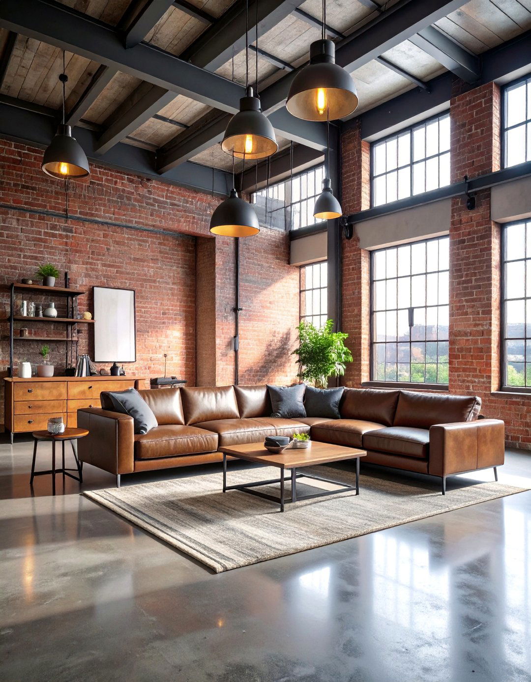 Industrial Loft Black Floor Living Room - 25 Black Floor Living Room Ideas