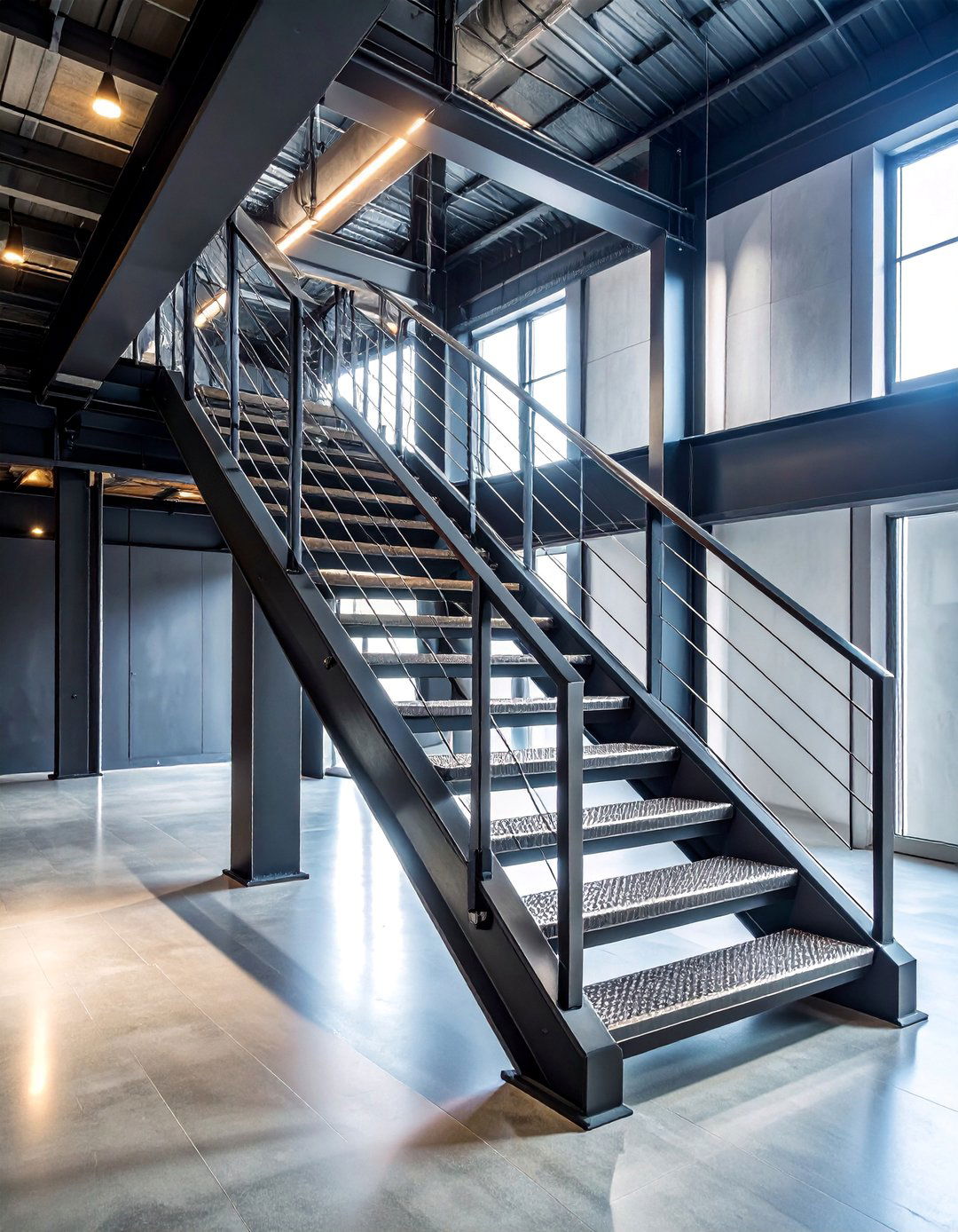 Industrial Loft Black Steel Staircase Framework - 25 black staircase ideas