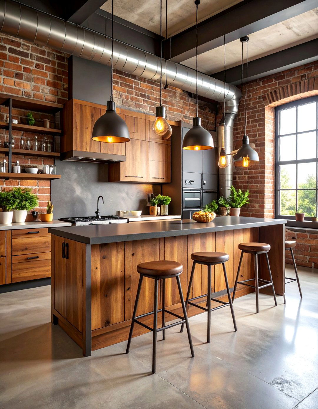Industrial Loft Brown with Black Concrete