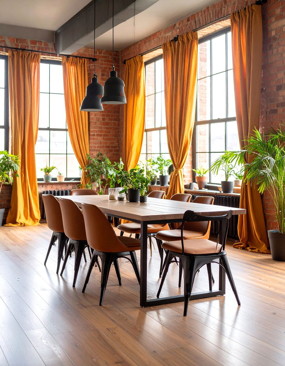 Industrial Loft Dining Room Curtain with Raw Linen - 25 Dining Room Curtain Ideas
