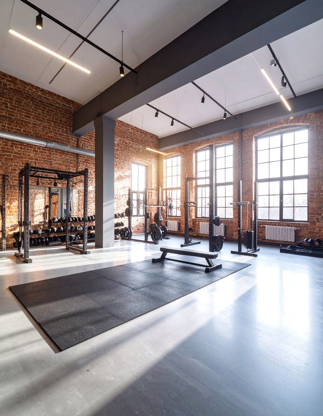 Industrial Loft Gym with Exposed Elements - 25 Small Home Gym Ideas
