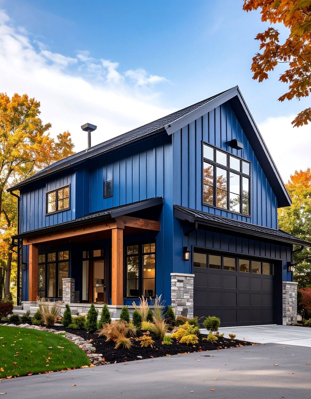 Industrial Loft Inspired Blue Exterior Home with a Brown Roof - 25 blue exterior home with a brown roof ideas