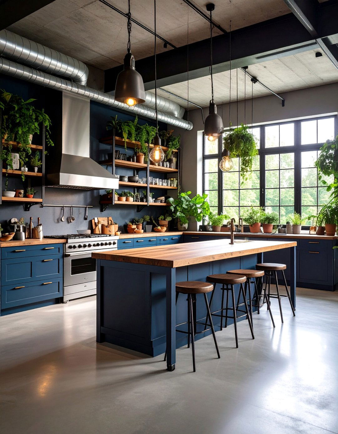 Industrial Loft Kitchen with Metal Accents - 25 Sloped Ceiling Kitchen Ideas