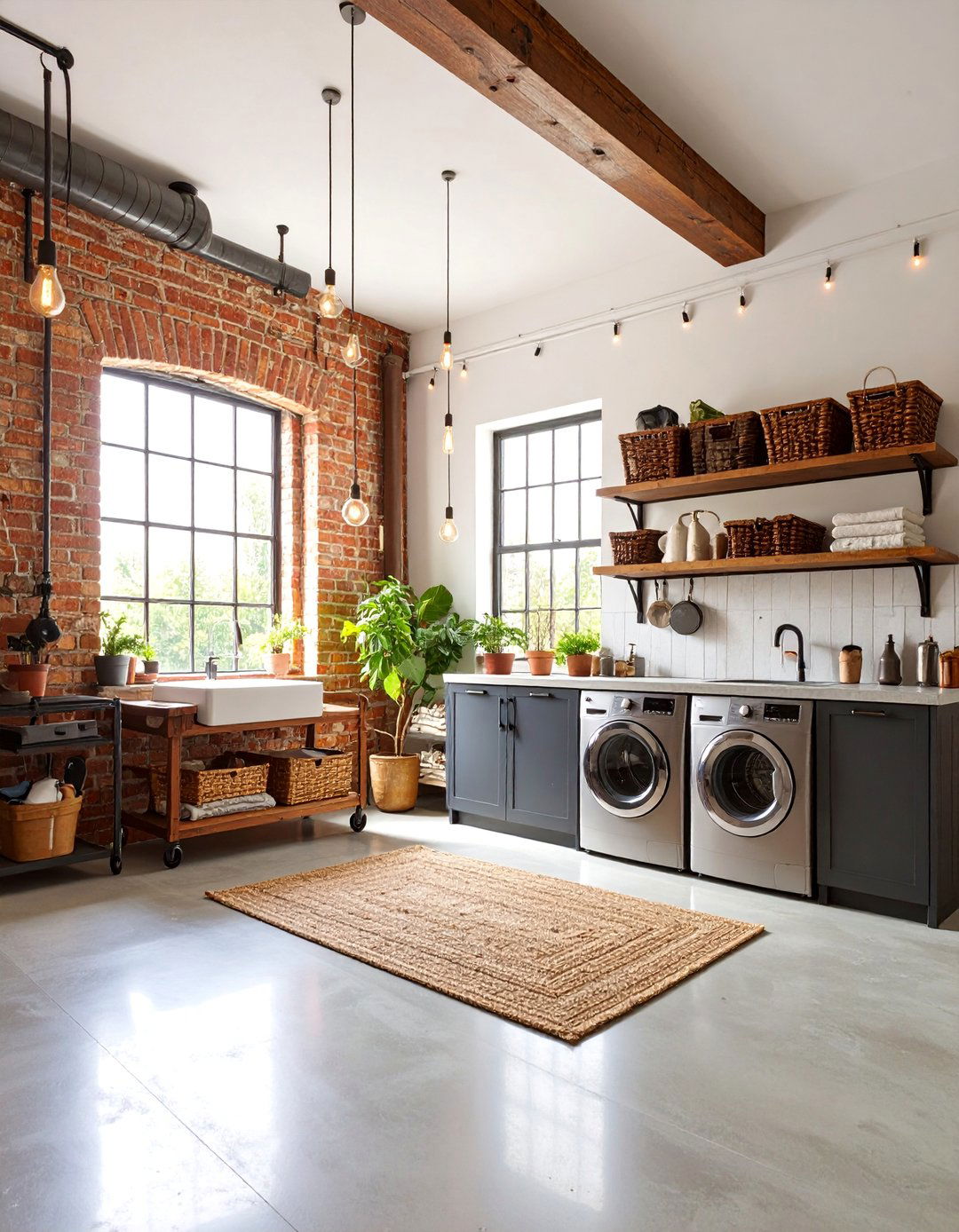 Industrial Loft Laundry Room with Exposed Elements - 25 Laundry Room Decor Ideas