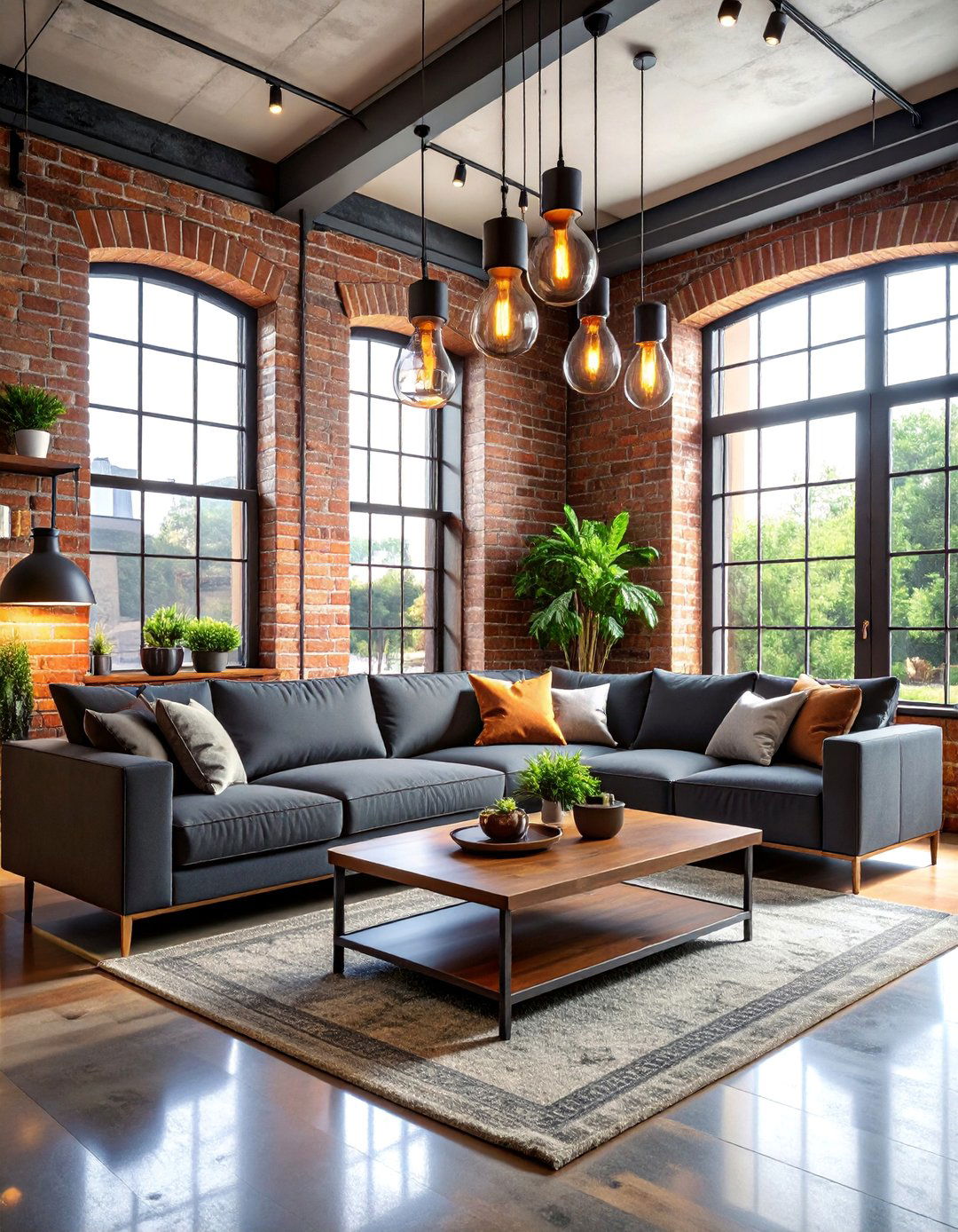 Industrial Loft Living Room with Exposed Brick Walls - 25 Metro Style Interior Design Ideas