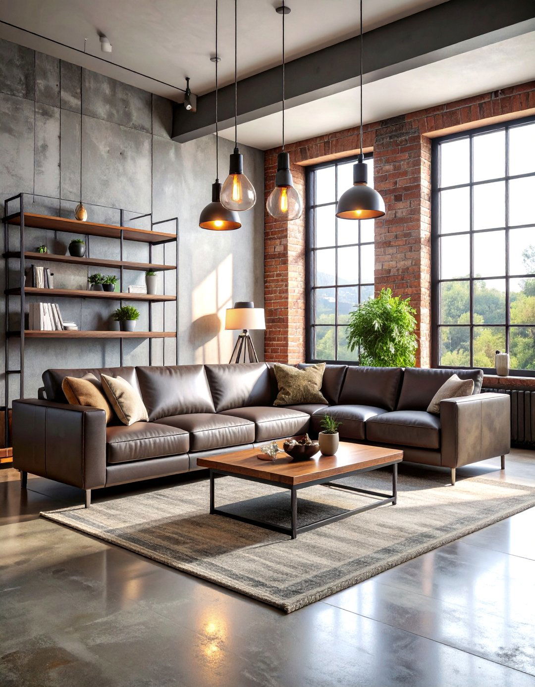 Industrial Loft Living Room with Exposed Elements - 25 living room grey walls black trim