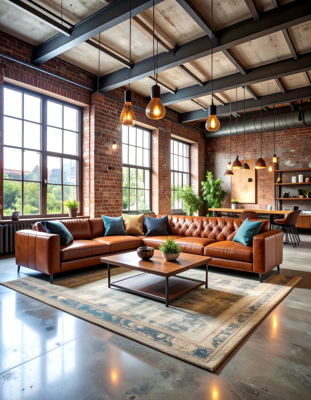 Industrial Loft Living Space with Exposed Elements - 25 House Decor Ideas