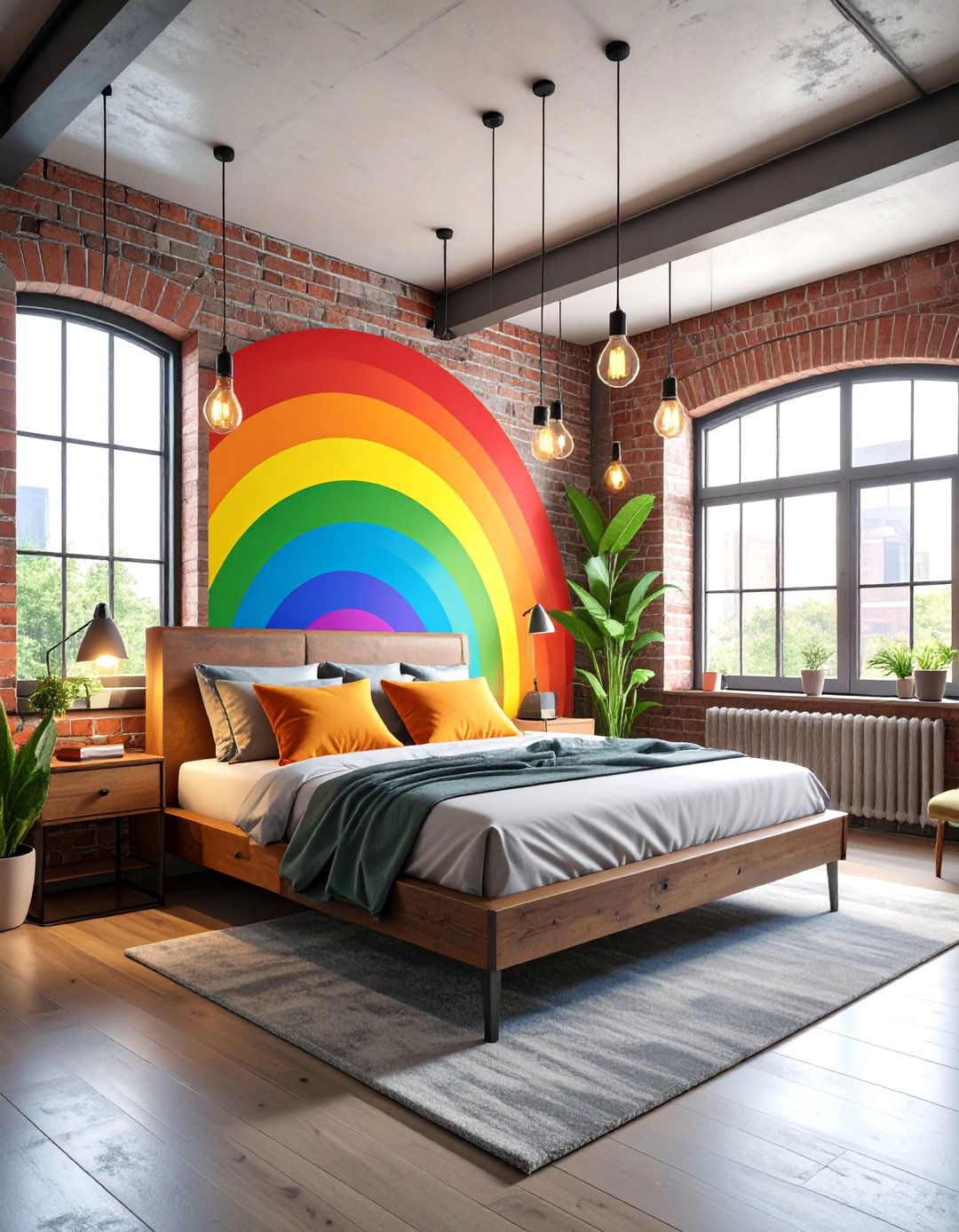 Industrial Loft Rainbow Bedroom Edge - 25 Rainbow Bedroom Ideas
