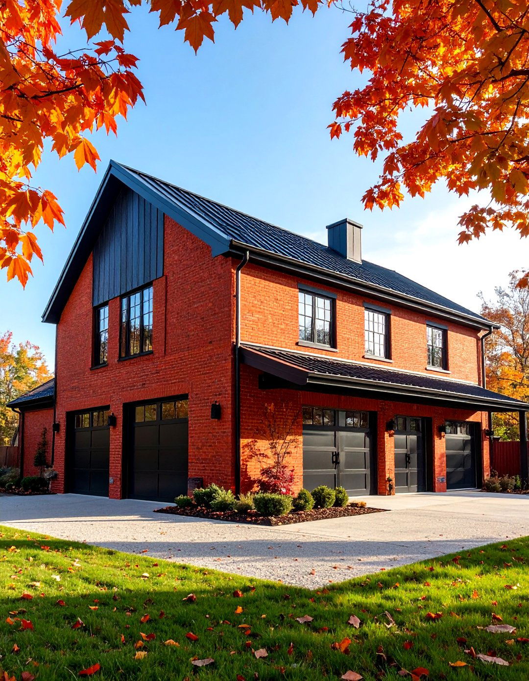 Industrial Loft Red Brick House with Black Steel Trim Elements - 25 Red Brick House with Black Trim Design Ideas