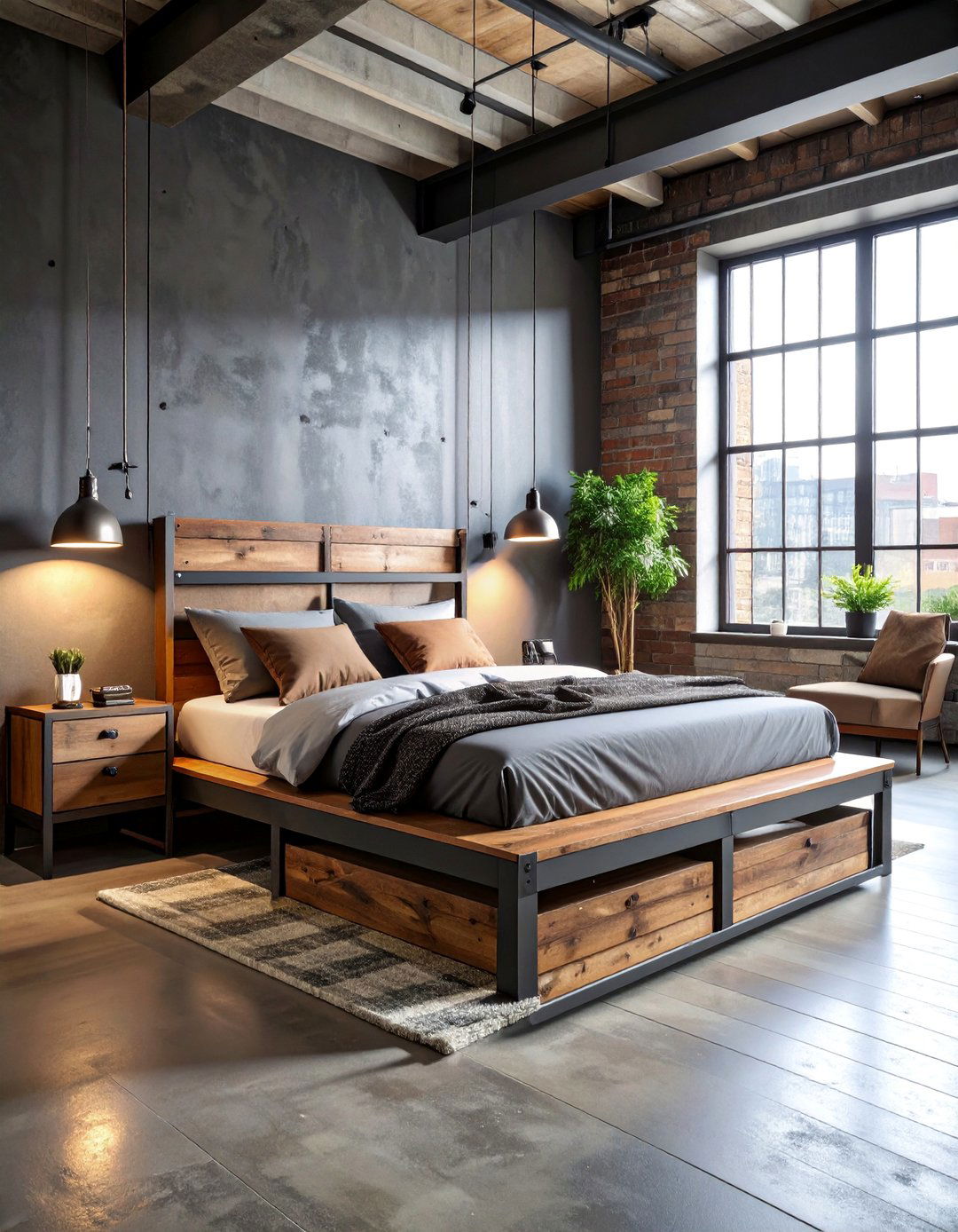 Industrial Loft Storage Platform Bed - 25 Studio Furniture Ideas