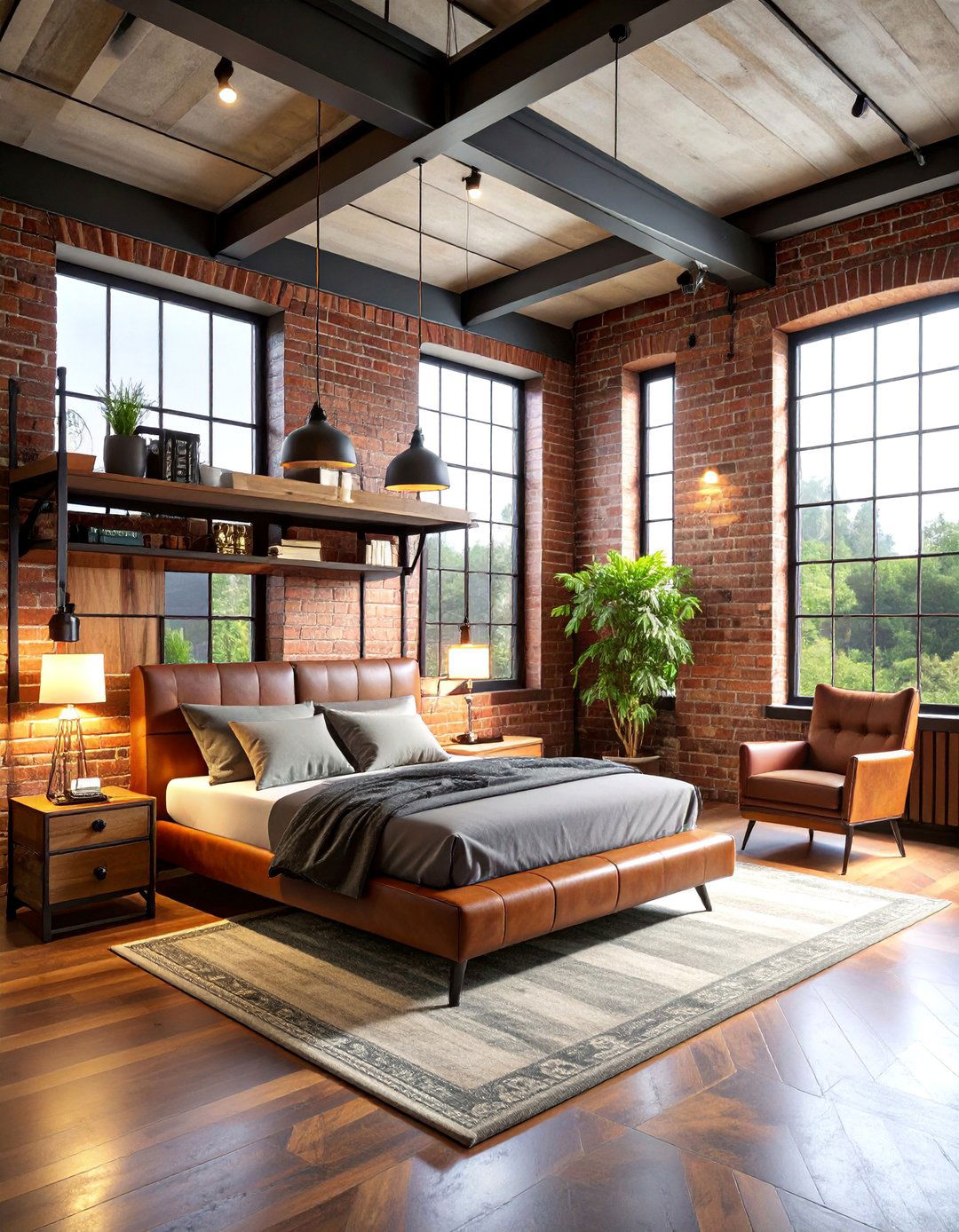 Industrial Loft Studio with Exposed Brick and Metal Features - 25 Studio Apartment Ideas