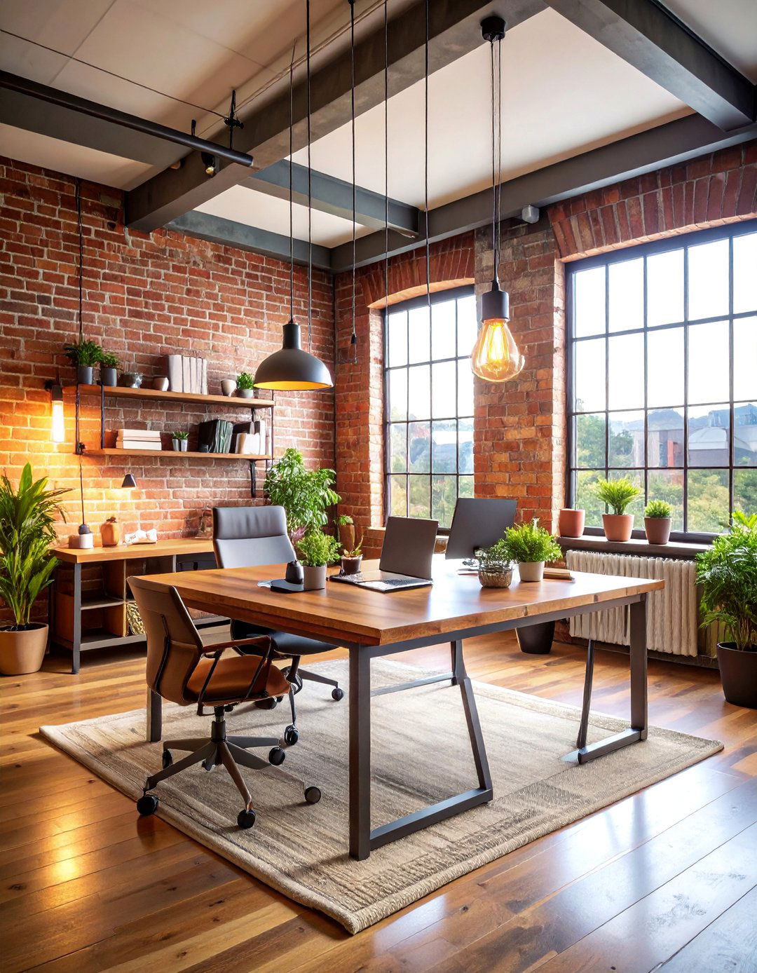 Industrial Loft Study Room with Exposed Elements - 25 Study Room Ideas
