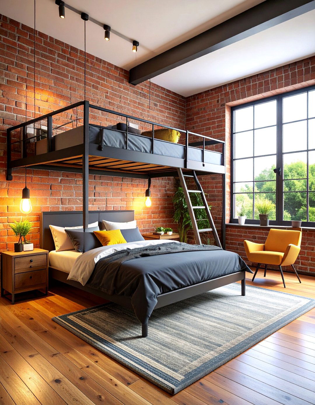 Industrial Loft Style Bunk Room with Metal Accents - 25 bunk room ideas