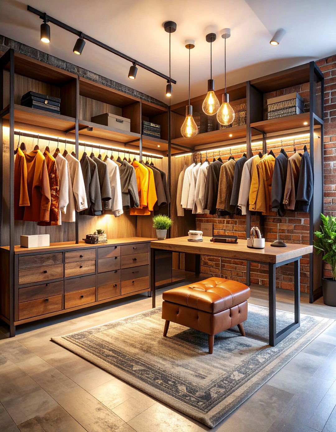 Industrial Loft Style Cloffice - 25 Small Home Office Ideas