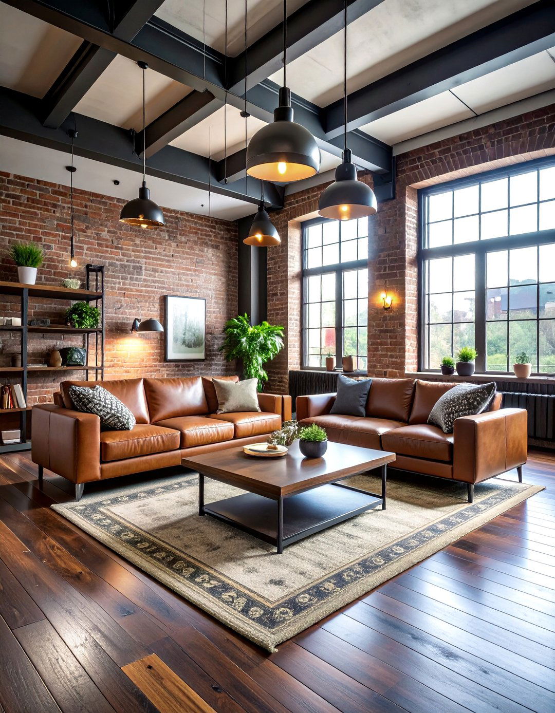 Industrial Loft Style Living Space with Metal Accents - 25 Dark Walnut Floors for Rooms