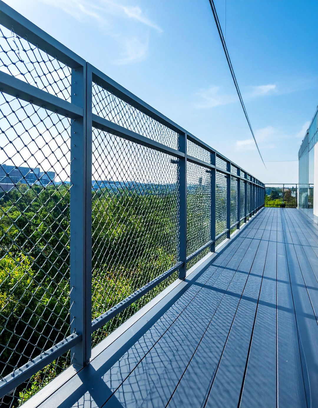 Industrial Mesh Screen Railing - 25 Horizontal Deck Railing Ideas