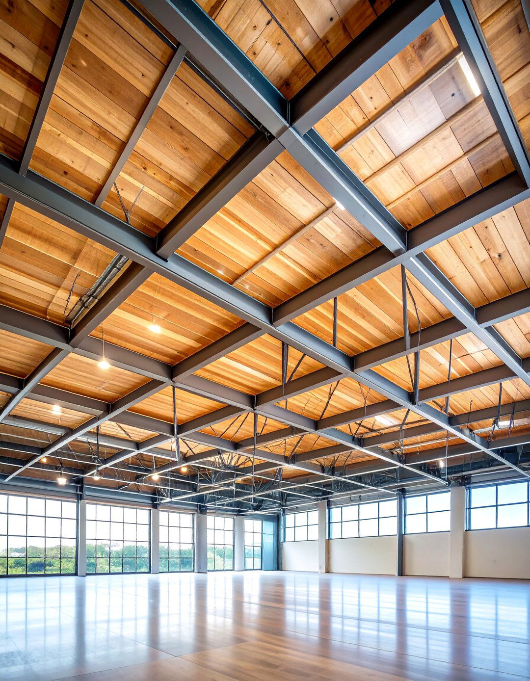 Industrial Metal Framed Plywood Ceiling - 25 Plywood Ceiling Ideas