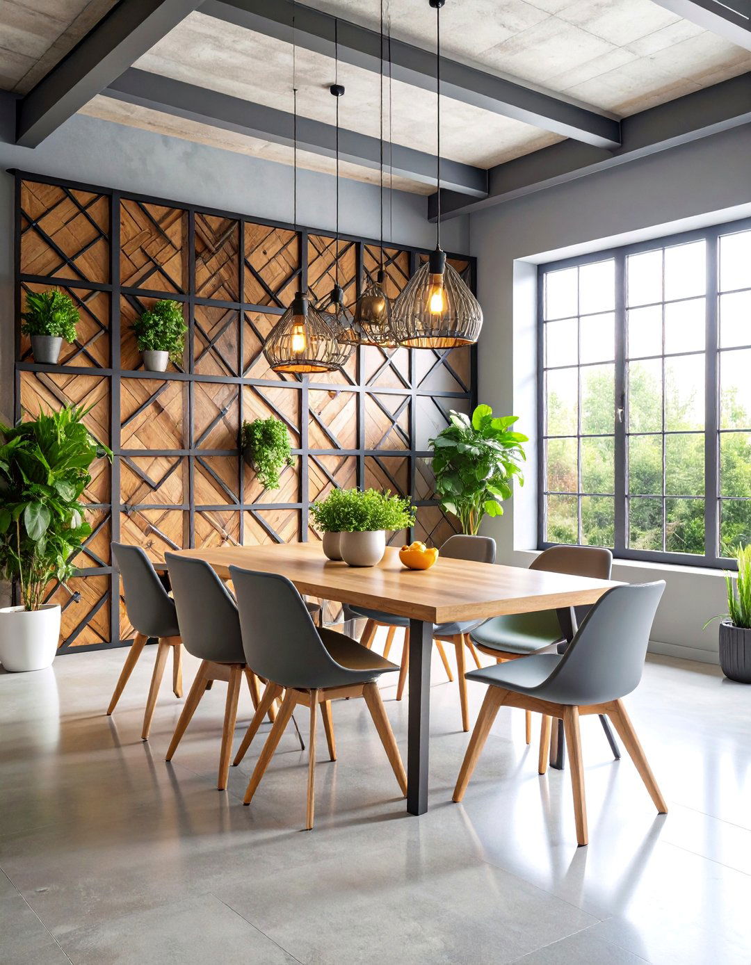 Industrial Metal Grid Dining Room Wall Paneling - 25 Dining Room Wall Paneling Ideas