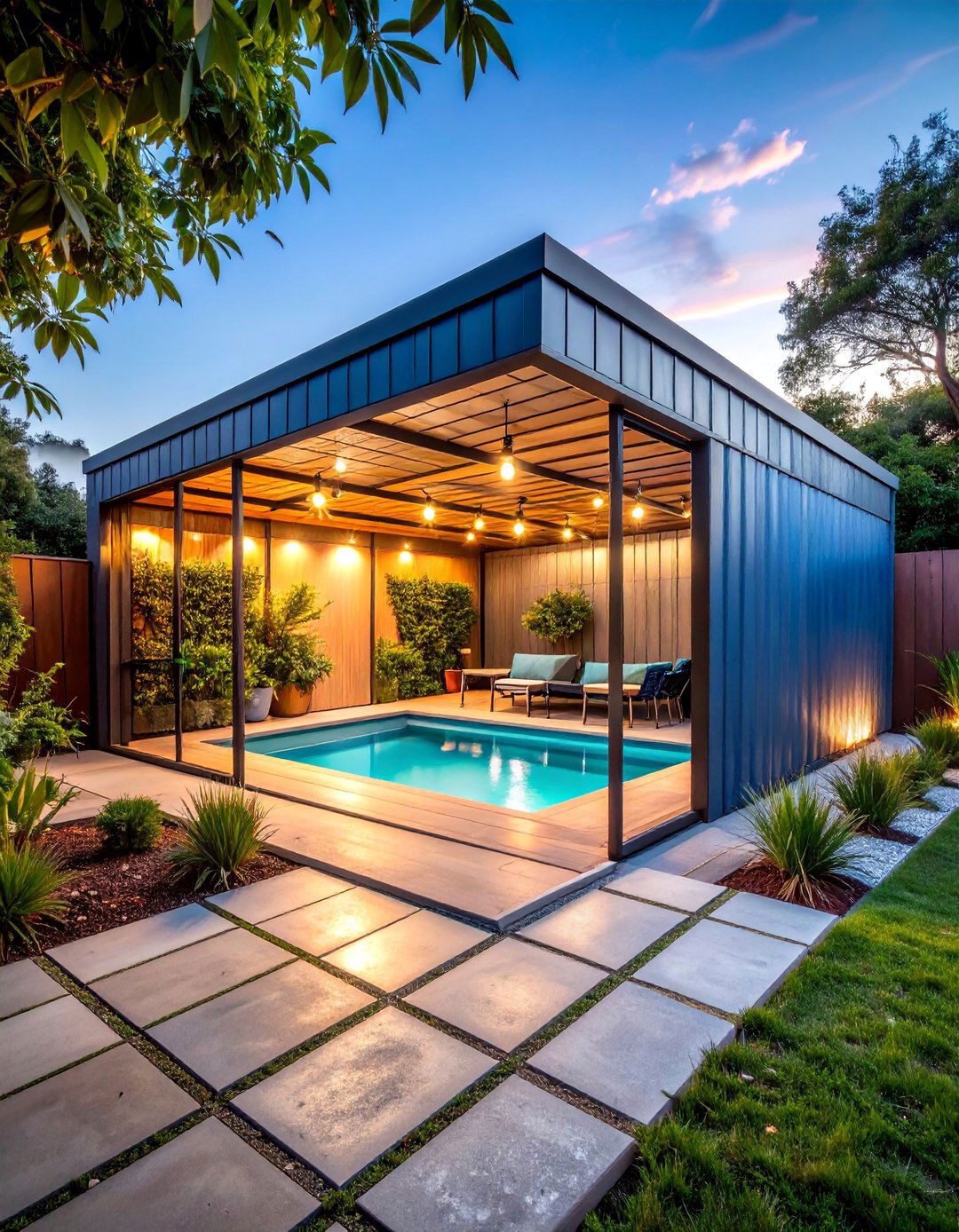 Industrial Metal Grid Shed - 25 Pool Storage Ideas