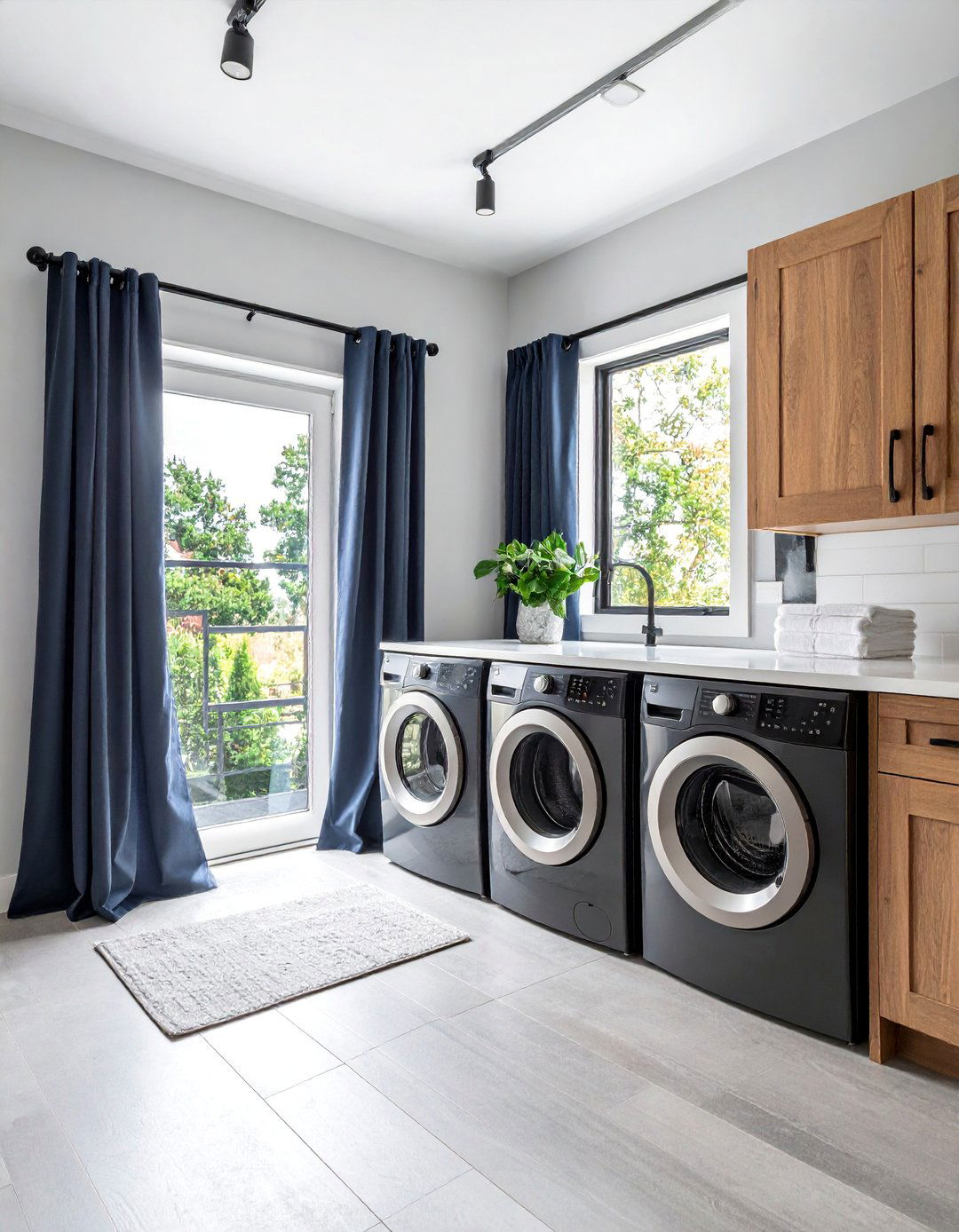 Industrial Metal Grommet Curtains - 25 Laundry Room Curtain Ideas