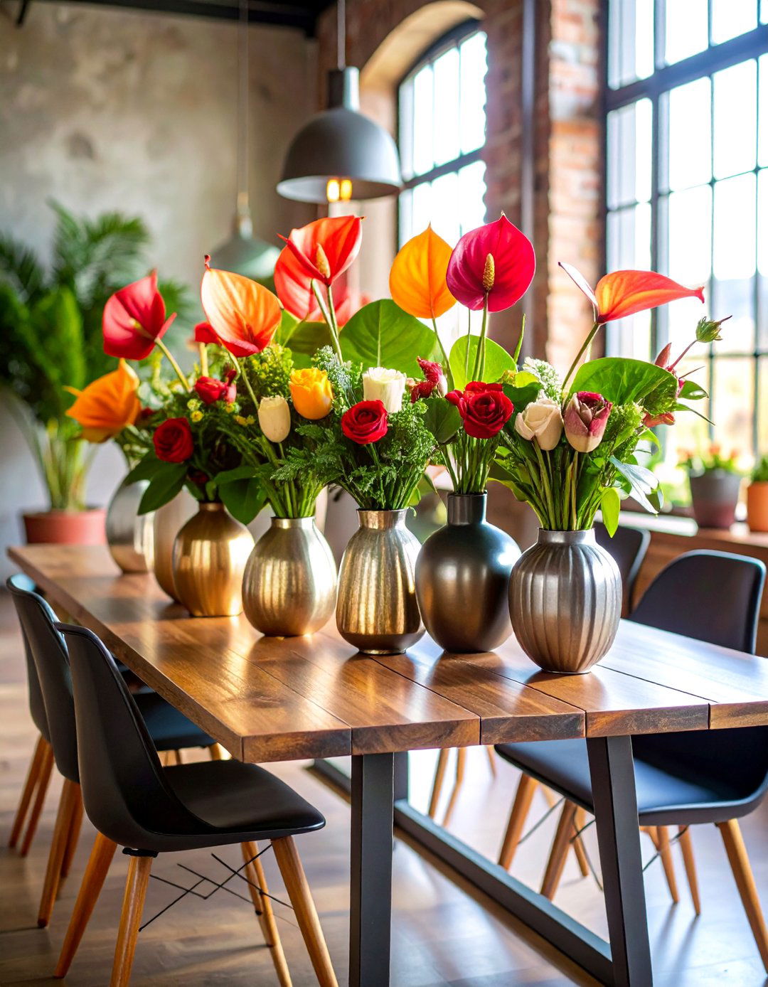 Industrial Metal Vase Centerpiece - 25 Flower Centerpiece Ideas