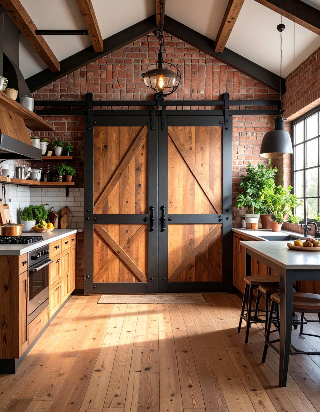 Industrial Metal and Wood Combination Barn Door - 25 Barn Door Ideas