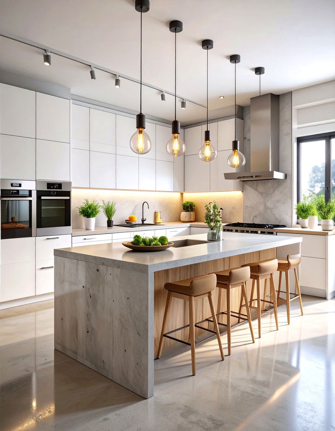 Industrial Minimalist Kitchen with Concrete Elements - 25 Minimalist Kitchen Ideas