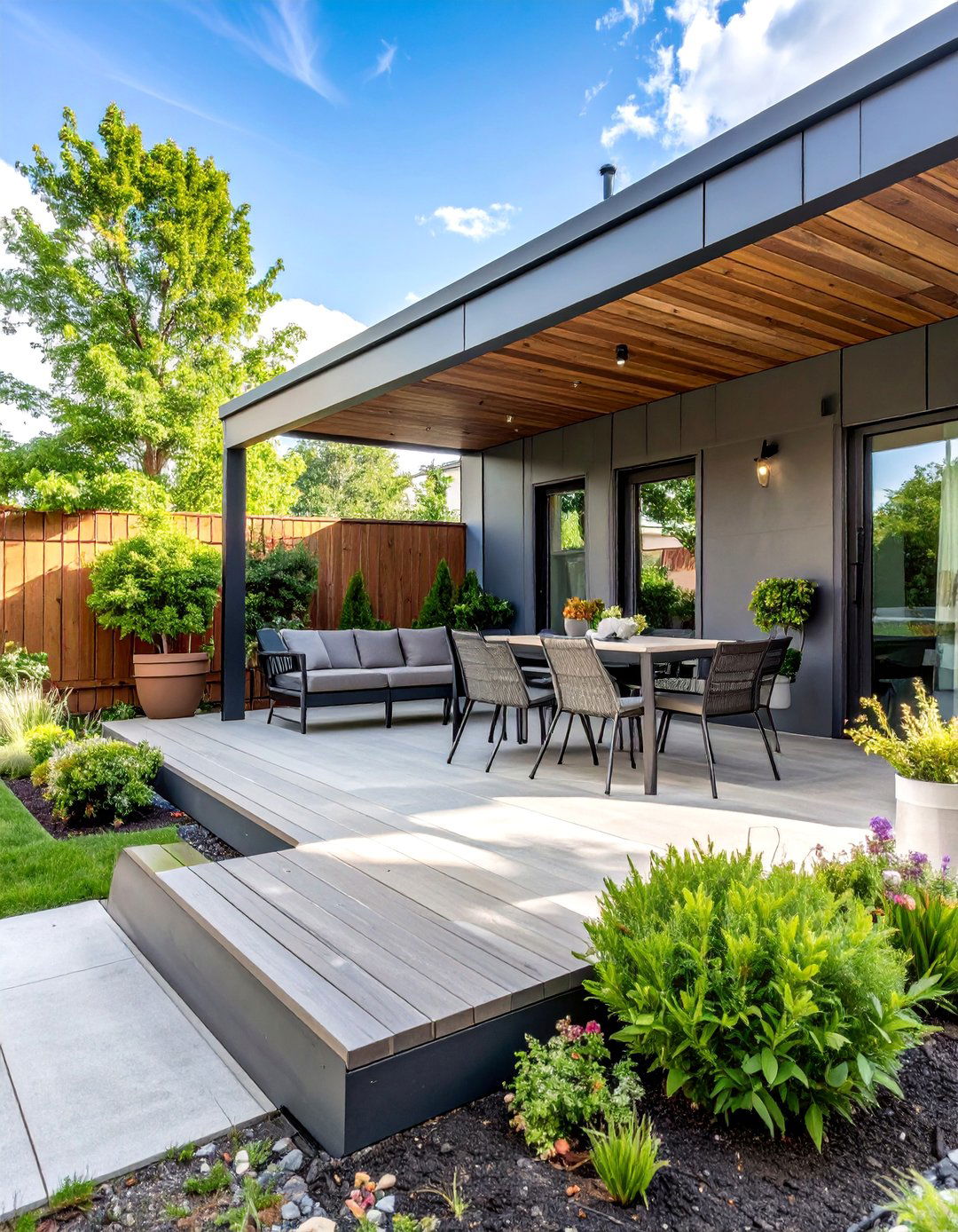 Industrial Modern Back Porch with Metal Accents - 25 Back Porch Ideas