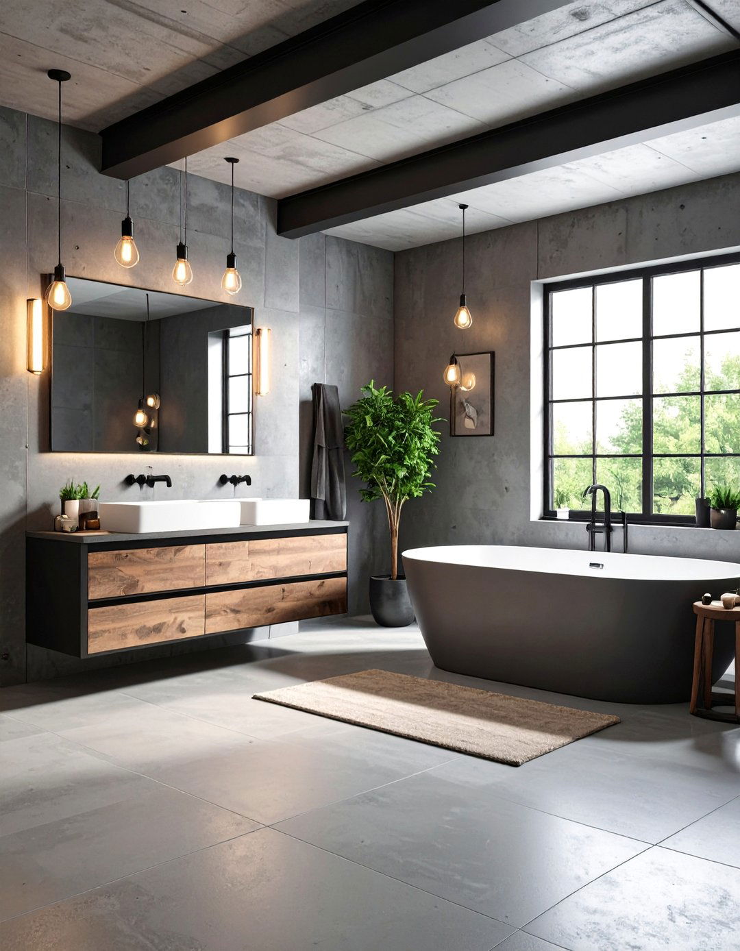 Industrial Modern Bathroom with Concrete and Metal Accents - 25 Boy Bathroom Ideas