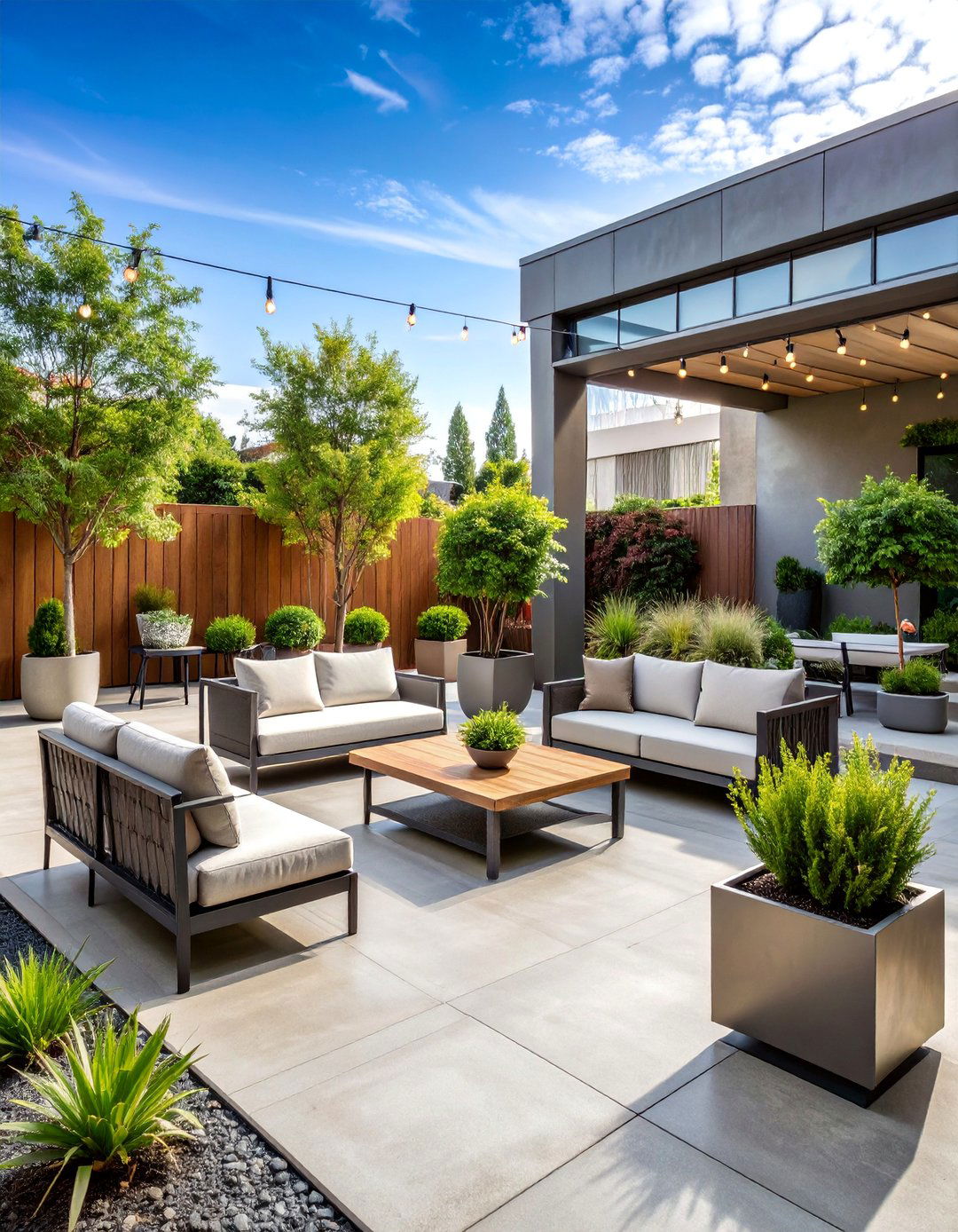 Industrial Modern Concrete Patio - 25 Backyard Patio Ideas