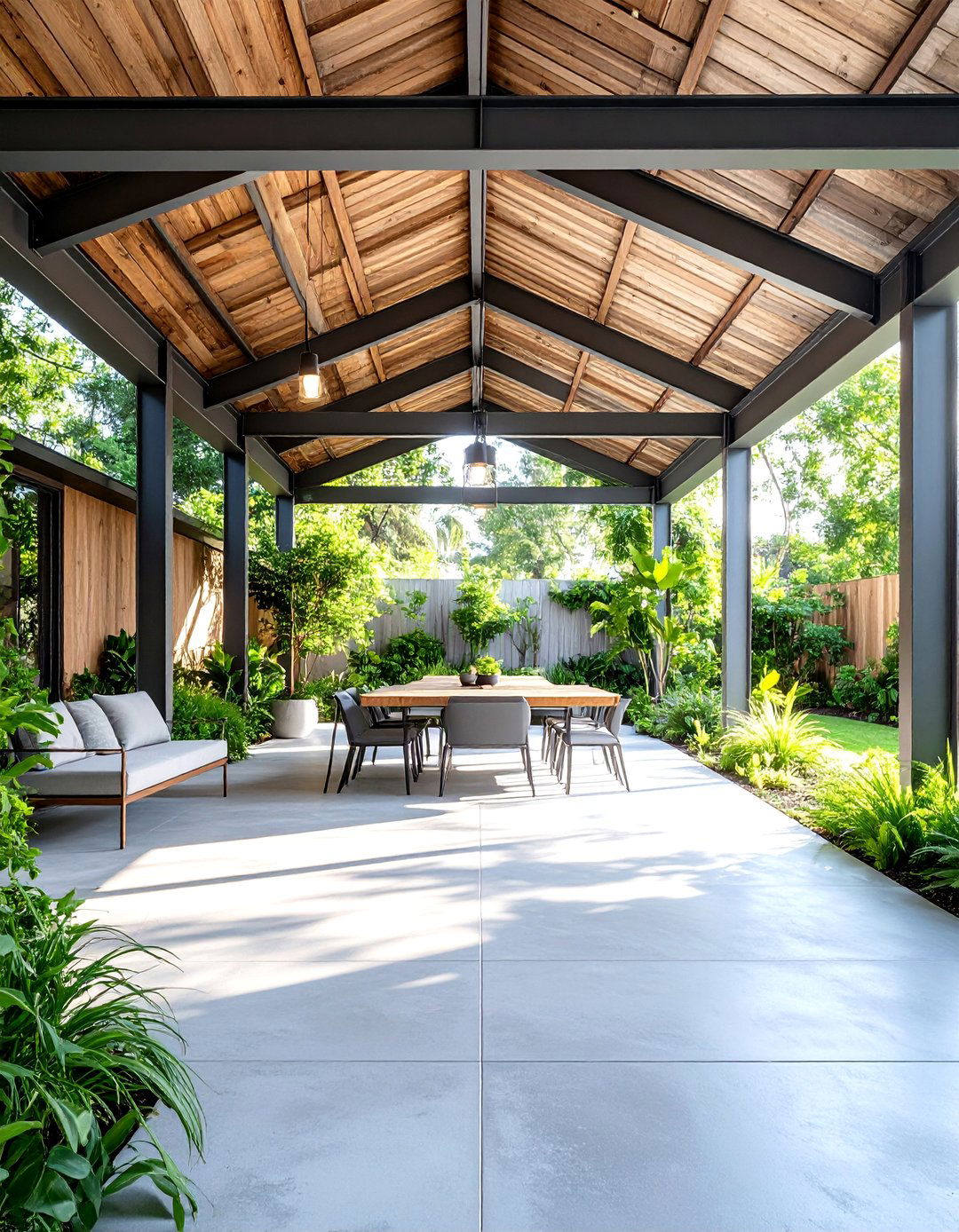 Industrial Modern Lanai with Metal Accents - 25 Lanai Porch & Patio Designs