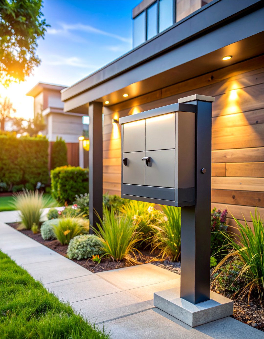 Industrial Modern Mailbox with Metal and Wood Elements - 25 Mailbox Decor Ideas